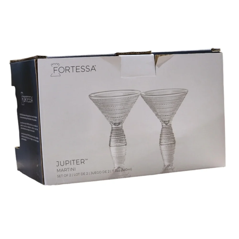 Fortessa Jupiter Beaded Martini Glass Set of 2 Embossed texture 11.5oz Drinkware